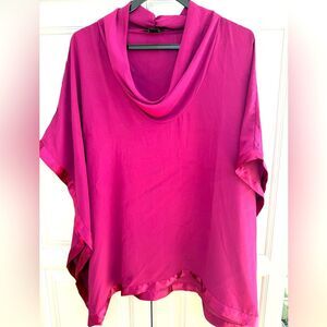 Iman flowing pink satin pink round neck cape top 
Size M